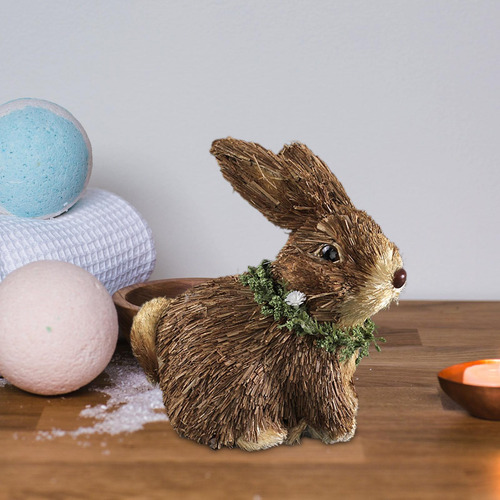 Estatua De Conejo De Paja, Figura Creativa De De Pascua Para