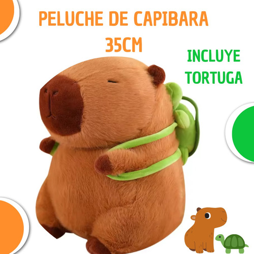 Peluche Capibara Con Tortuga 35cm