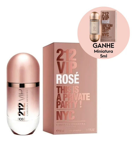 212 Vip Rosé Eau De Parfum 50ml Feminino + Amostra De Brinde