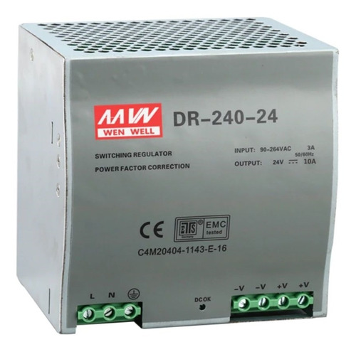 Fuente De Alimentación Industrial Qw Dr240 240w - 10a -24vdc