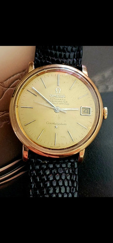 Antiguo Reloj Pulsera Omega Oro 18k Automático Constellation Marrón Dorado Dorado (Usado)