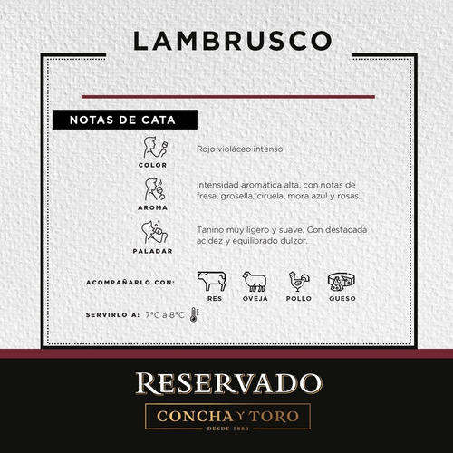 Vino Tinto Reservado Concha Y Toro Lambrusco 1.5 Litros