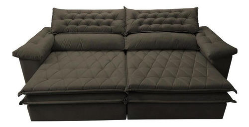 Sofá Retrátil e Reclinável Molas Ensacadas Cama inBox Botonê 2,12m Espuma Viscoelástico Suede Café