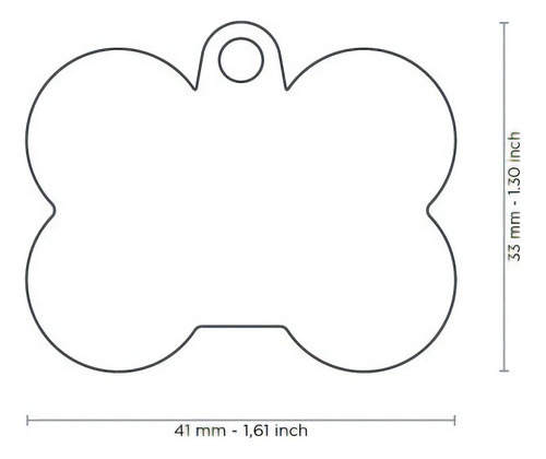 Chapita Identificadora De Mascotas Hueso Anti Ruido Grabado Color Hueso/Azul