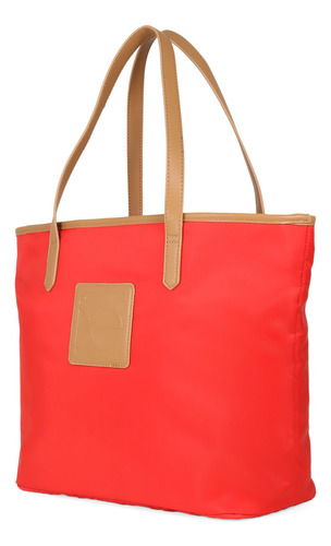 Bolso Cloe Tote Textil Camel Gran Capacidad Logo Frontal