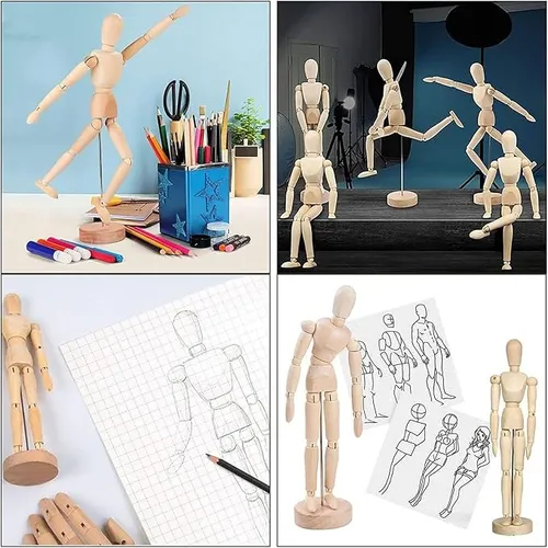 Figura Humana 30+11cm Madera Maniquí Para Arte Y Dibujo