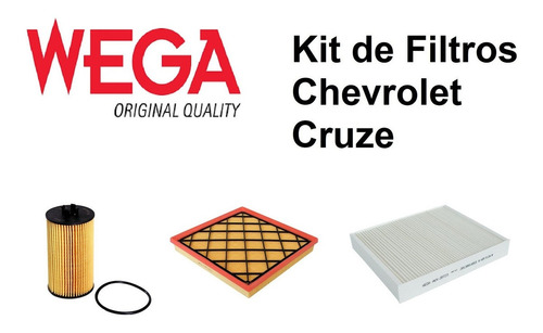 Kit De Filtros Wega 1.8 16v 141cv 2010/ - Chevrolet Cruze