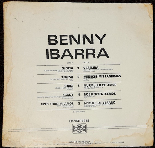 Benny Ibarra Disco De Vinilo Gloria 1979 (Usado)