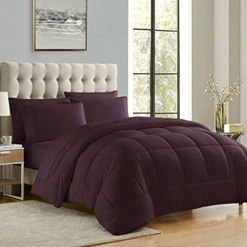 Sweet Home Collection Down Comforter Duvet Queen, Purple