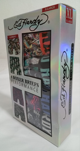 Ed Hardy Pack De 4 Boxers Performance Talla Xl