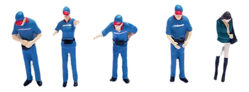 5 Modelos De Personas En Escala 1/64, Figuras Conjunto Azul