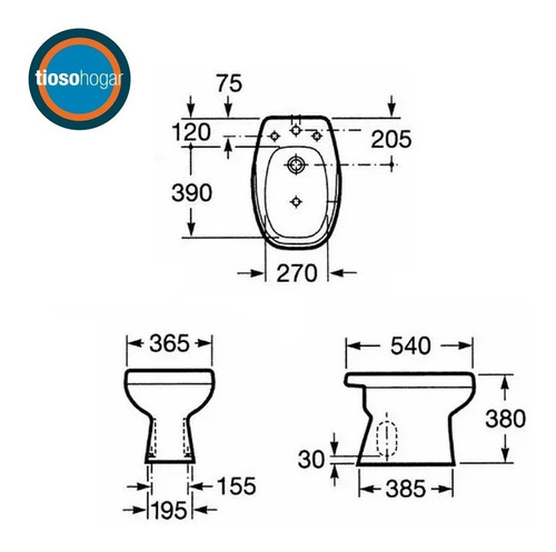 Imagen 7 de 10 de Juego Sanitarios Roca Monaco Inodoro Mochila Bidet Tap Tioso