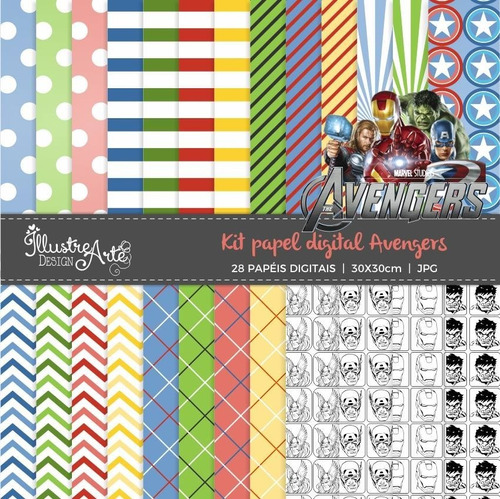 Kit Imprimible Scrap #03 - Ia - Kit Papel Digital - Avengers