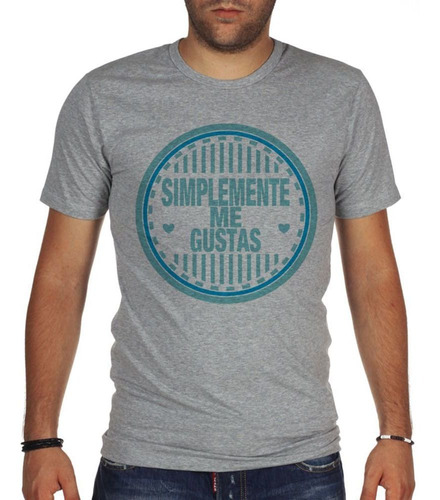 Remera De Hombre Frase Simplemente Me Gustas Celeste