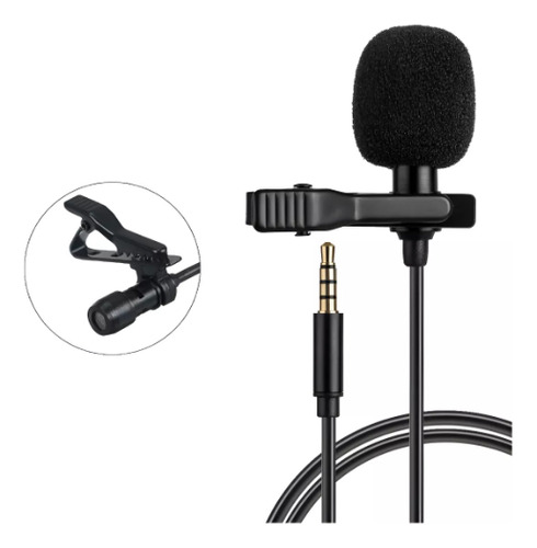 Microfono Corbatero 3.5 Aux Celular Compu Audio Cable 1.5m Negro