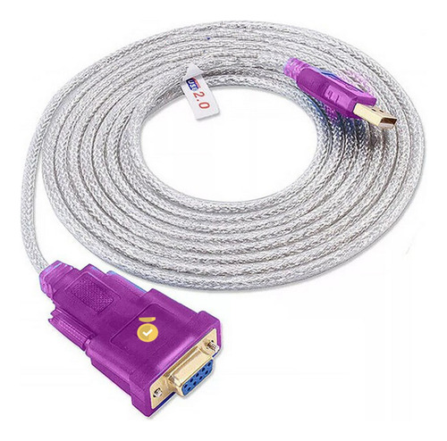 Cable Adaptador Usb A Serial Rs232 Db9 Hembra 1.8mts. Morado