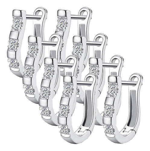 Aretes Modernos, Mxohs-004, 4pzas, Herradura, Plata, Metal/c