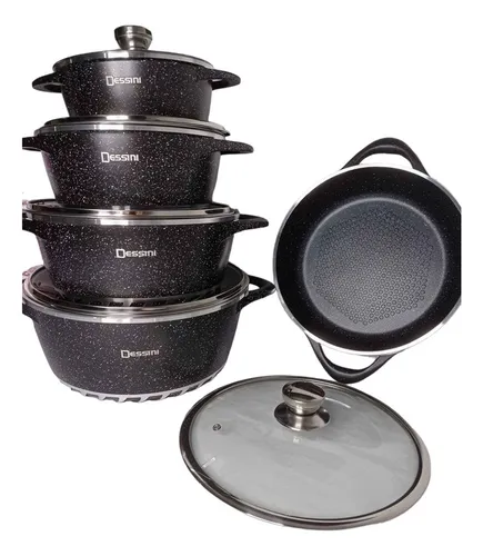 comprar Juego De Ollas De Alta Densidad Dessini Granite 10 Piezas