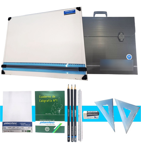 Kit Tablero De Dibujo Plantec 40x50 Sin Atril + Útiles