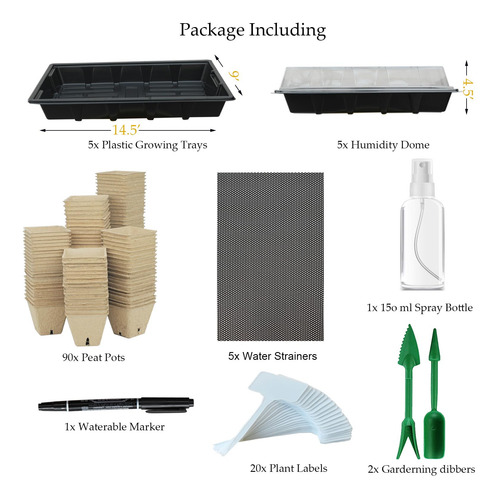 Kit De Inicio De Semillas Con 100 Macetas De Turba