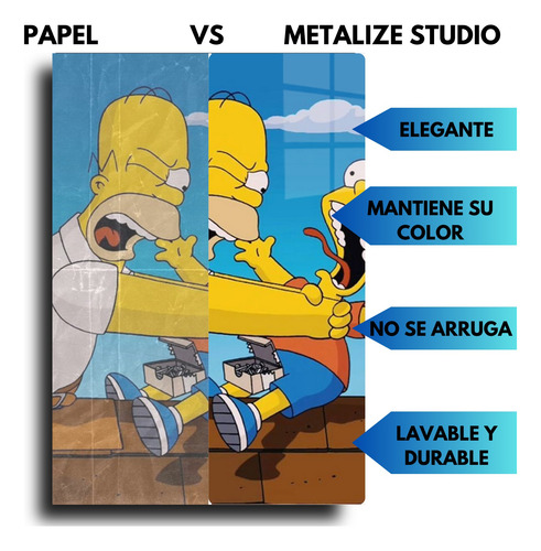 Poster Bart Y Homero Los Simpson Metálico + Soporte 20x30