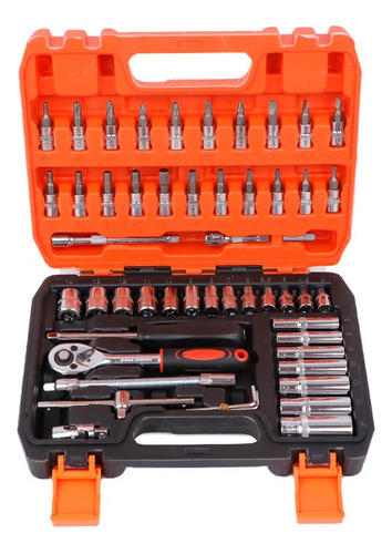Yataia 53pzs juego de herramientas mecanicas,Juego de dados,Juego de llaves de carraca con juego llaves vaso broca métricas y extensiones para reparación automóviles y hogar con caja almacenamiento