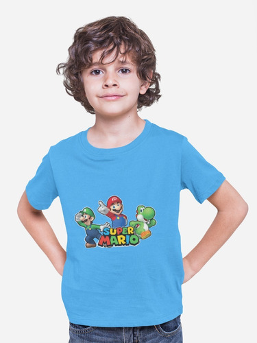 Polera Infantil Unisex Mario Bros Yoshi Luiggi Estampado