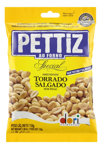 Amendoim Torrado Salgado sem Pele Dori Pettiz Special Pacote 150g