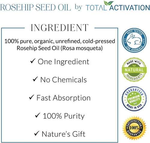 Activación Total Aceite De Semilla Rosehip 100% Pure, Sin Y