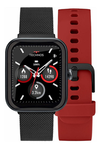 Smartwatch Technos TMAXAA/5P caixa  preta, pulseira  preta e o arco  preto