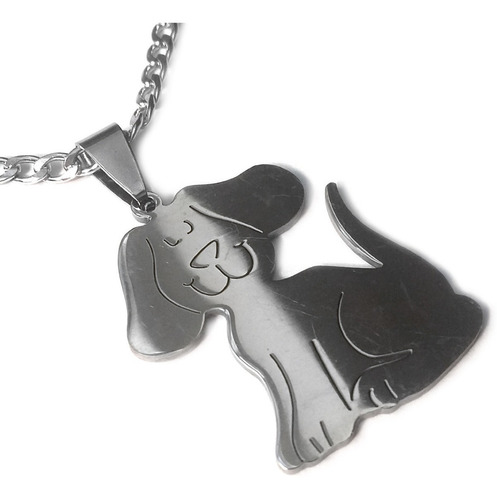 Collar / Cadena Acero Quirurgico Dije Perro / Mascota Color Plateado