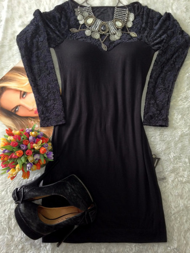 Vestido Preto Com Veludo Tam P