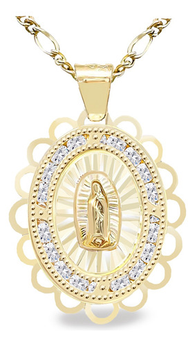 Medalla 15 Años De Oro Virgen De Guadalupe Y Cadena De 50cm