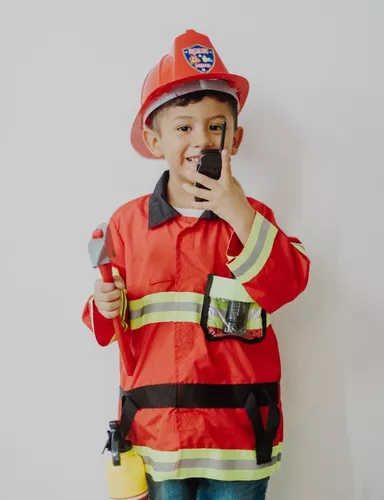 Casco bombero niño, Disfraz bombero niños, Casco disfraz con luz azul,  Accesorio