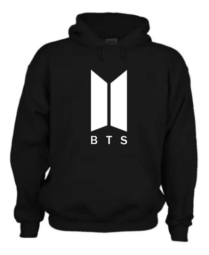 Sudadera Bts Logo Hoodie Negra K-pop Bts Afelpada