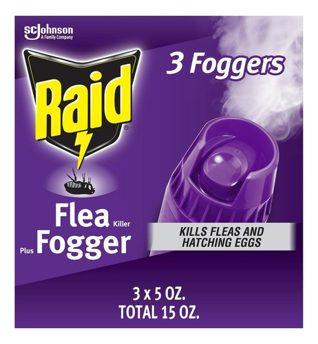 Raid Flea Fogger Fumigador Pulgas Chinches Pack 3 Latas