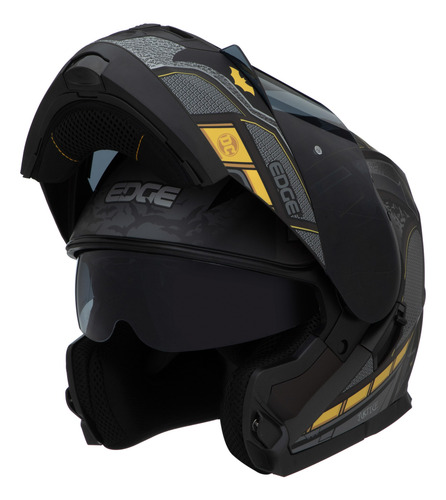 Casco Para Motociclista Edge Extragrande Doble Visor Negro