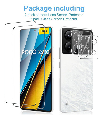 4 Micas Cristal Templado + Cámara Para Xiaomi Poco X6 5g