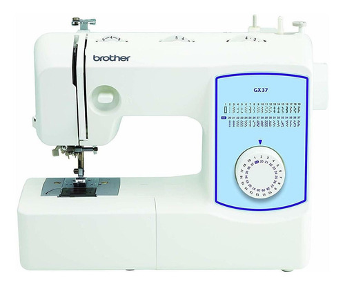 Máquina de coser recta Brother GX37 portable blanca y celeste 110V