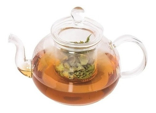 Imagen 3 de 6 de Tetera, Pava De Vidrio Con Infusor Y Tapa En Caja 800ml