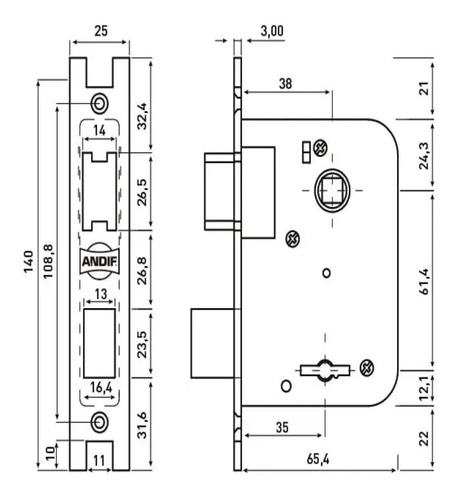 Imagen 4 de 4 de Cerrojo Andif 530 Para Puerta De Cristal. (derecha)