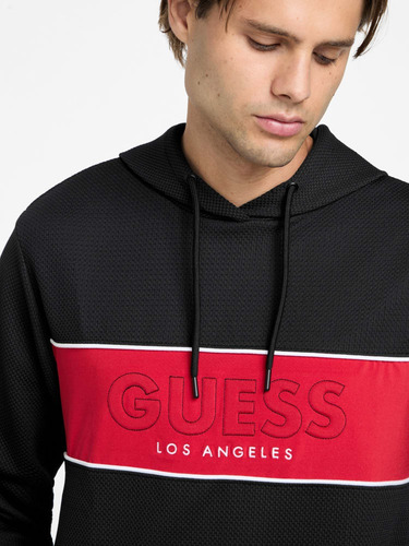 Buzo Guess Hombre Negro Y Rojo