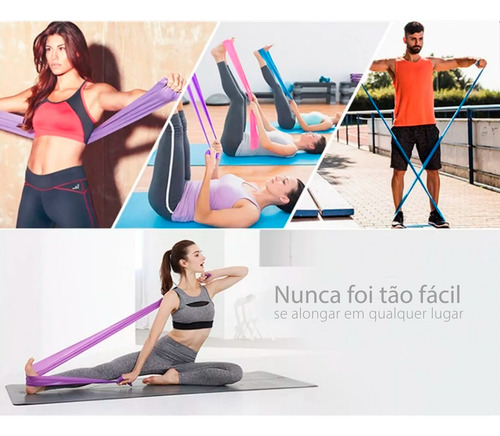 Faixa Elástica Yoga Alongamento Pilates Cor Roxa Liftness