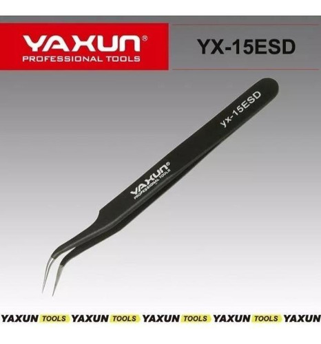 Pinça Aço Curvada Anti Estática Yaxun Yx-15 Esd