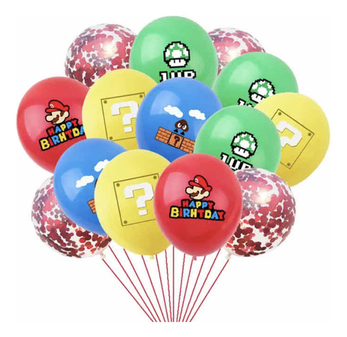 Globos De Mario Bross De Látex 15 Uds