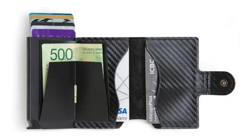 Imagen 4 de 4 de Billetera Walla Carbono black cuero y fibra de carbono