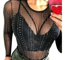 Comprar Conjunto Body Tule Pedraria Listra Sutiã Renda Tiras Strappy