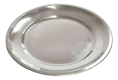 Plato Playo Acero Inoxidable Redondo Cocina Camping 26cm X12 Plateado