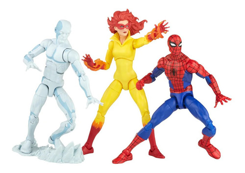 Figura Pack Spiderman Iceman Firestar Amazing Marvel Legends