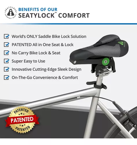 Seatylock Cerradura híbrida para bicicleta – Patente múltiple 2 en 1 con  bloqueo para asiento de bicicleta se dobla como sillín o protector de